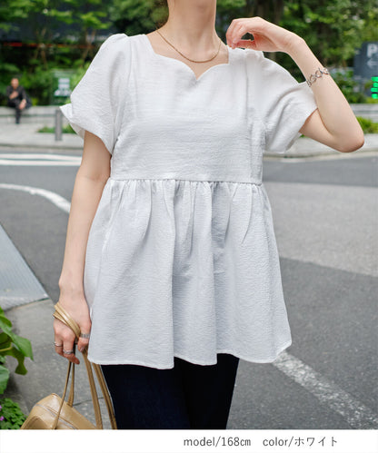 日本JP直送 【2025新品♪】心形領荷葉邊襯衫 {11月30截單;預計10-14工作天發貨｝