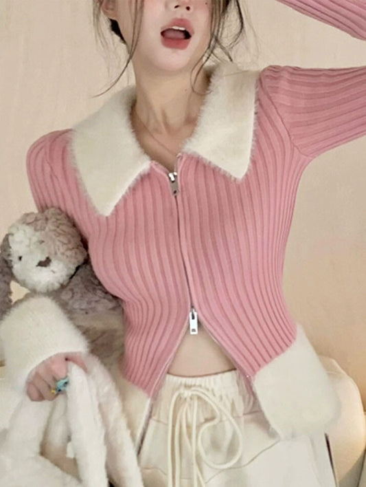 日本JP直送  開襟衫《Shaggy Switch 拉鍊針織開襟衫，4色可選》 {11月30截單;預計10-14工作天發貨｝