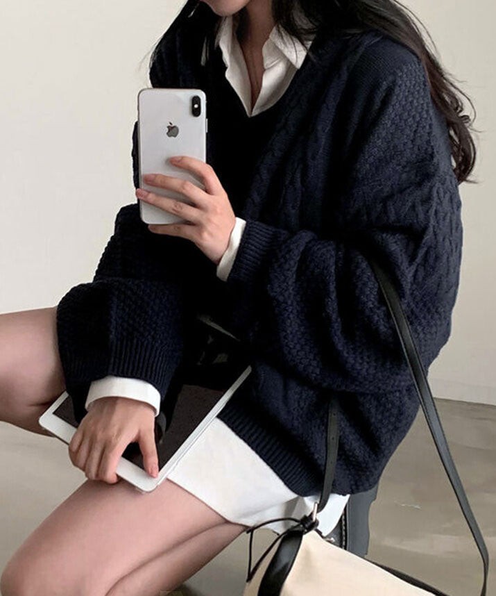 曰本JP直送  針織衫《V領超大針織衫，3種顏色可選》{11月30截單;預計10-14工作天發貨｝