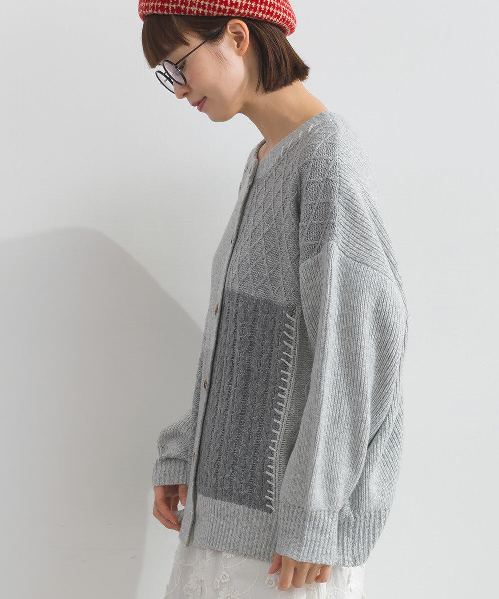 日本JP直送  混色針織開襟衫，附格紋設計 [2025 秋冬新品]　 {11月30截單;預計10-14工作天發貨｝