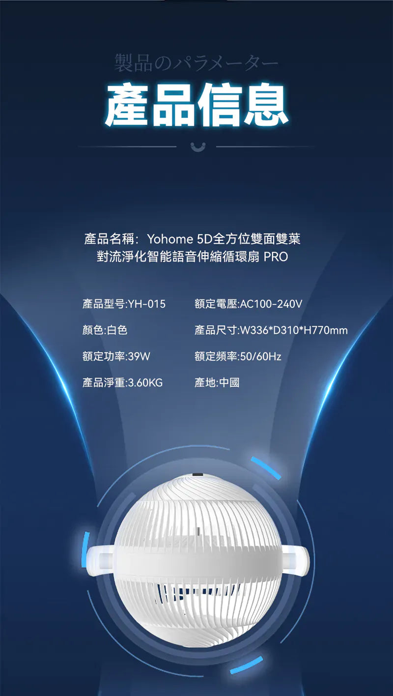 Yohome 5D伸縮循環扇 PRO震撼上市！風扇品類の天花板     {8月2截單;預計10-14 工作天發貨}