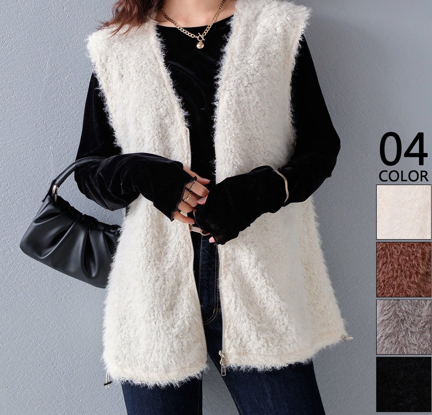 日本JP直送【2025新品♪】Shaggy Boa 雙拉鍊背心{11月30截單;預計10-14工作天發貨｝