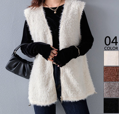 日本JP直送【2025新品♪】Shaggy Boa 雙拉鍊背心{11月30截單;預計10-14工作天發貨｝