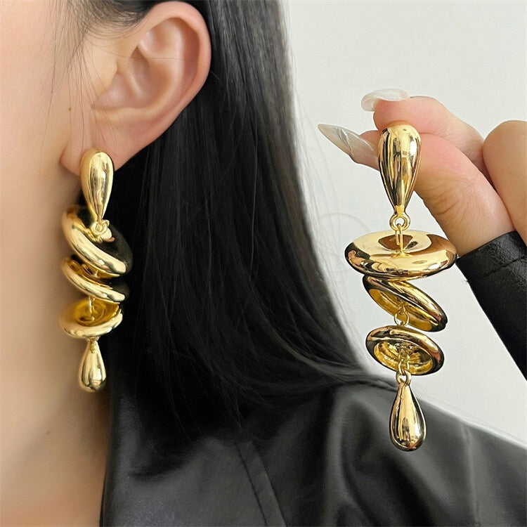 日本JP直送【新增顏色】多層圓形水滴長耳環“2025新品”{11月30截單;預計10-14工作天發貨｝