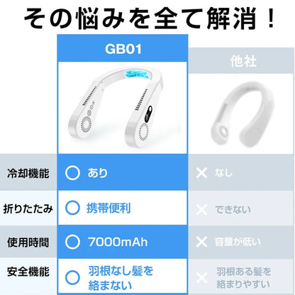 日本JP直送頸風扇，頸部冷卻器，輕便，無葉，3D上下氣流，頸部懸掛，3級氣流調節，大容量電池  {10月30截單;預計10-14 工作天發貨}