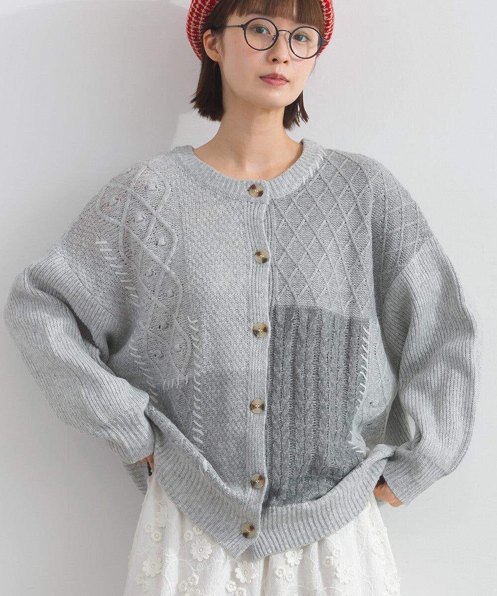 日本JP直送  混色針織開襟衫，附格紋設計 [2025 秋冬新品]　 {11月30截單;預計10-14工作天發貨｝