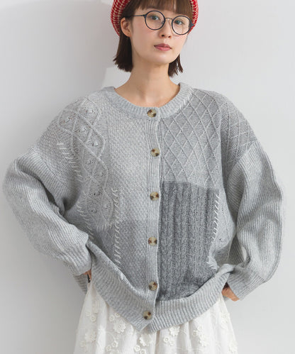 日本JP直送  混色針織開襟衫，附格紋設計 [2025 秋冬新品]　 {11月30截單;預計10-14工作天發貨｝