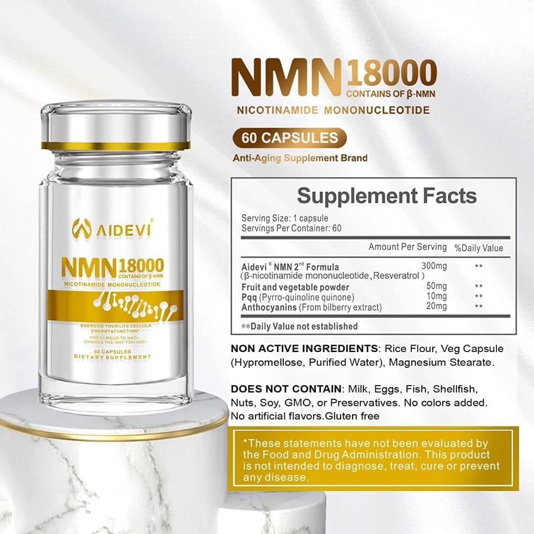 快閃半價優惠｜美國製造 AIDEVI NMN 18000+ PQQ 逆齡補充劑{8月2截單;預計10-14 工作天發貨}