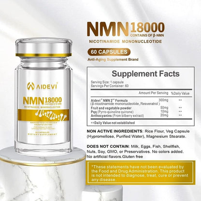快閃半價優惠｜美國製造 AIDEVI NMN 18000+ PQQ 逆齡補充劑{8月2截單;預計10-14 工作天發貨}