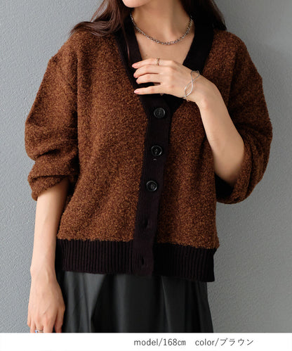 曰本JP直送  【2025新品♪】迷你毛圈紗混色針織開襟衫{11月30截單;預計10-14工作天發貨｝