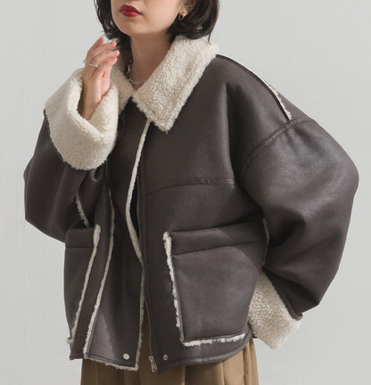 曰本JP直送 仿羊毛粘合夾克，帶羊毛襯裡 [2025 年秋冬新品] {11月30截單;預計10-14工作天發貨｝