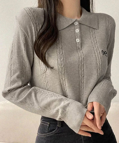 曰本JP送  針織衫 蝴蝶結刺繡POLO衫{11月30截單;預計10-14工作天發貨｝