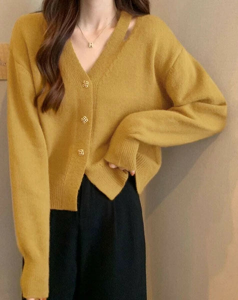 日本JP直送  開襟衫《肩部開衩針織開襟衫》 {11月30截單;預計10-14工作天發貨｝