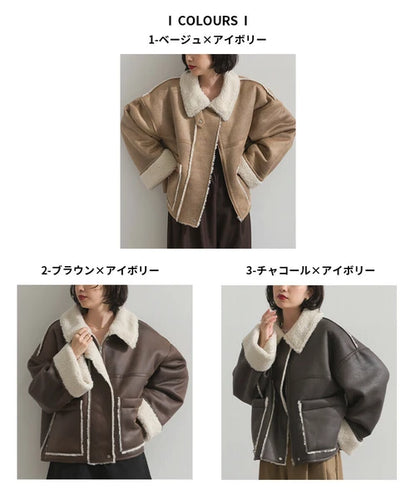 曰本JP直送 仿羊毛粘合夾克，帶羊毛襯裡 [2025 年秋冬新品] {11月30截單;預計10-14工作天發貨｝