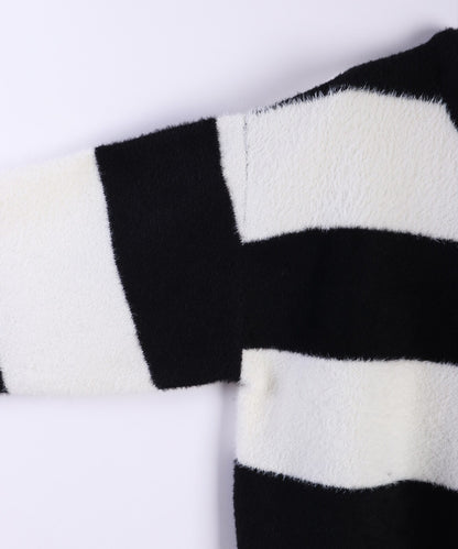 日本JP直送 羽毛紗線寬鬆條紋圓領針織衫 [2025 秋冬款] {11月30截單;預計10-14工作天發貨