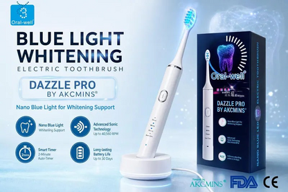 Oral-well DAZZLE PRO 聲波震動藍光牙刷套裝｜1+1>2 極致美白組合【9/20 截單，預計 :9月尾至10月中發貨】
