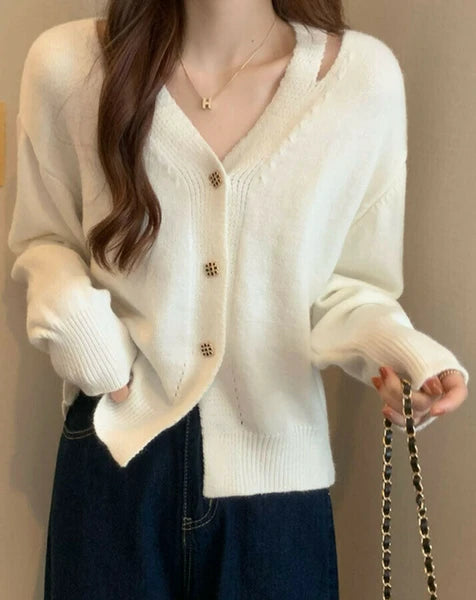 日本JP直送  開襟衫《肩部開衩針織開襟衫》 {11月30截單;預計10-14工作天發貨｝