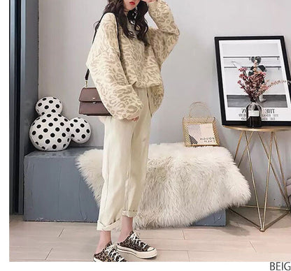 曰本JP送 針織衫《豹紋燈籠袖針織衫》{11月30截單;預計10-14工作天發貨｝