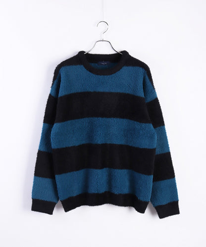 日本JP直送 羽毛紗線寬鬆條紋圓領針織衫 [2025 秋冬款] {11月30截單;預計10-14工作天發貨