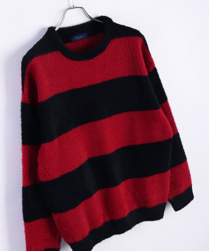 日本JP直送 羽毛紗線寬鬆條紋圓領針織衫 [2025 秋冬款] {11月30截單;預計10-14工作天發貨