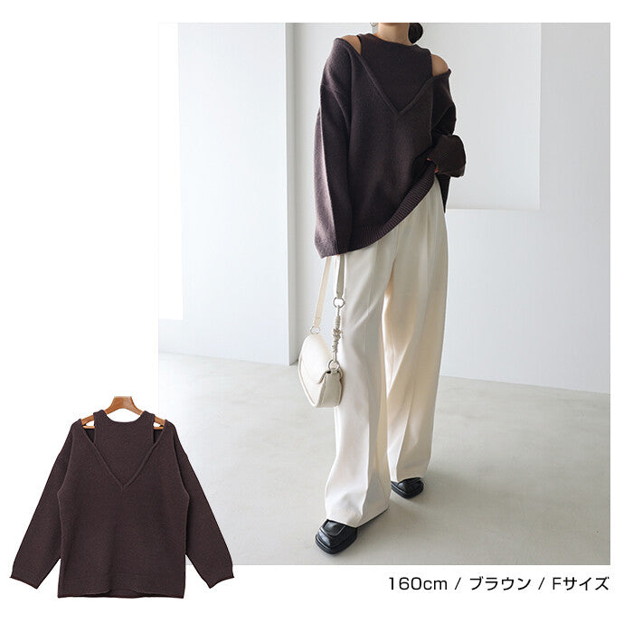 曰本JP直送 肩部開衩的多層針織上衣{11月30截單;預計10-14工作天發貨｝