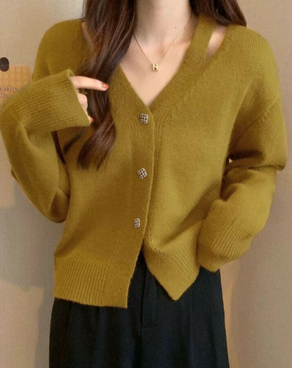 日本JP直送  開襟衫《肩部開衩針織開襟衫》 {11月30截單;預計10-14工作天發貨｝