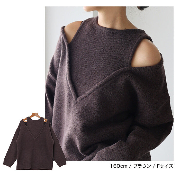 曰本JP直送 肩部開衩的多層針織上衣{11月30截單;預計10-14工作天發貨｝