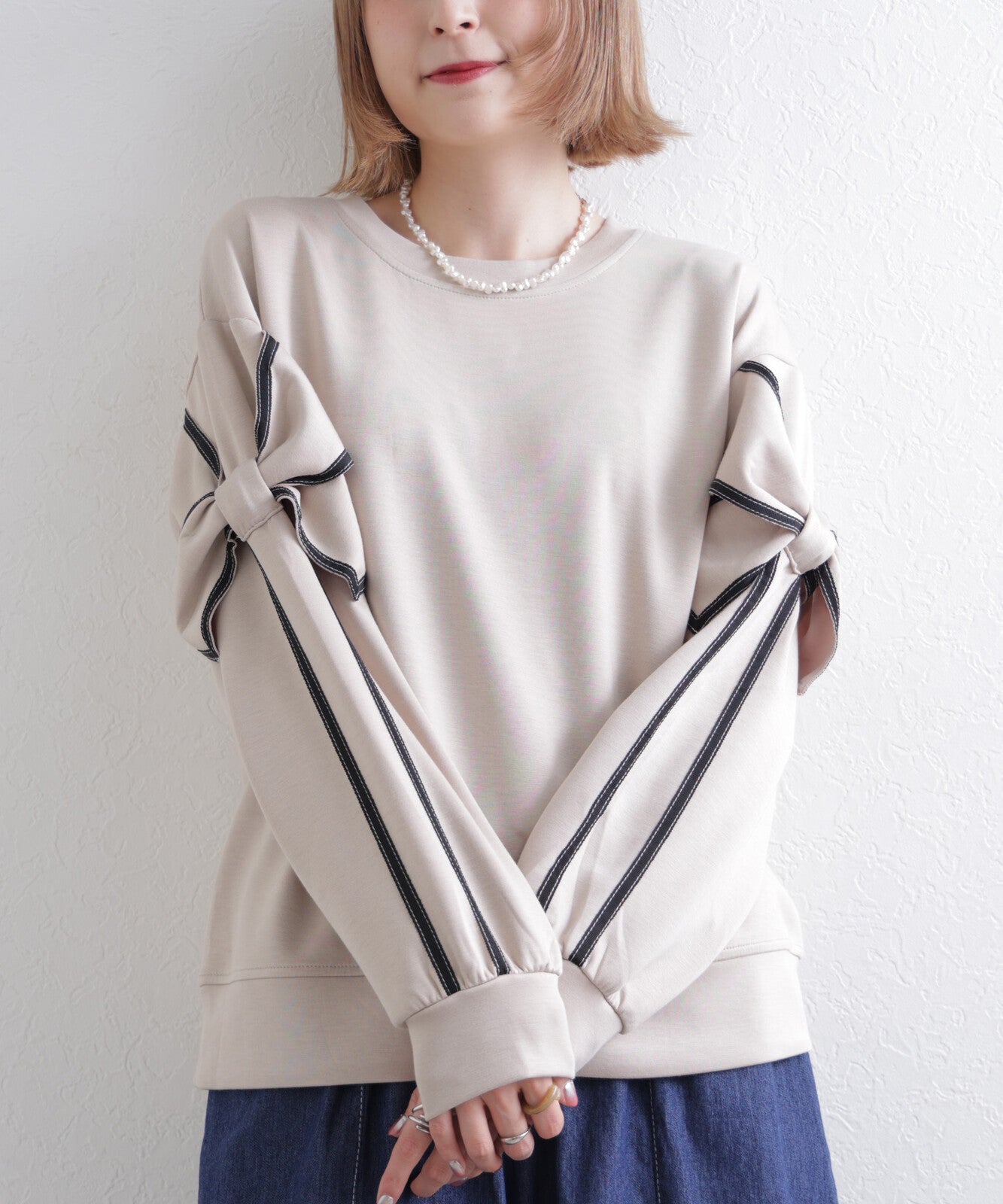 日本JP直送 預計出貨時間：2025 年 11 月初 蝴蝶結長袖上衣, 2025秋冬人氣系列，{11月30截單;預計10-14工作天發貨｝