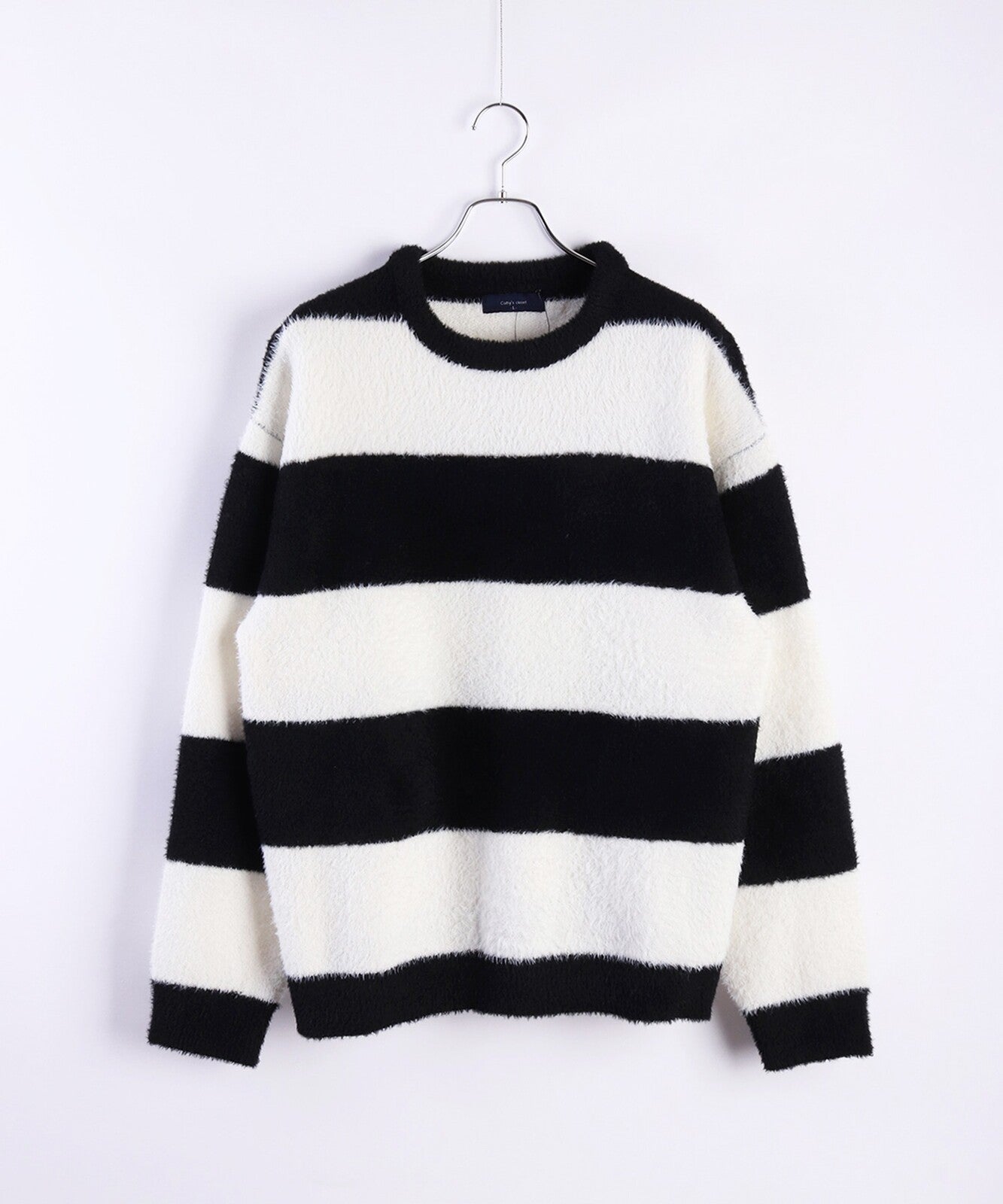 日本JP直送 羽毛紗線寬鬆條紋圓領針織衫 [2025 秋冬款] {11月30截單;預計10-14工作天發貨