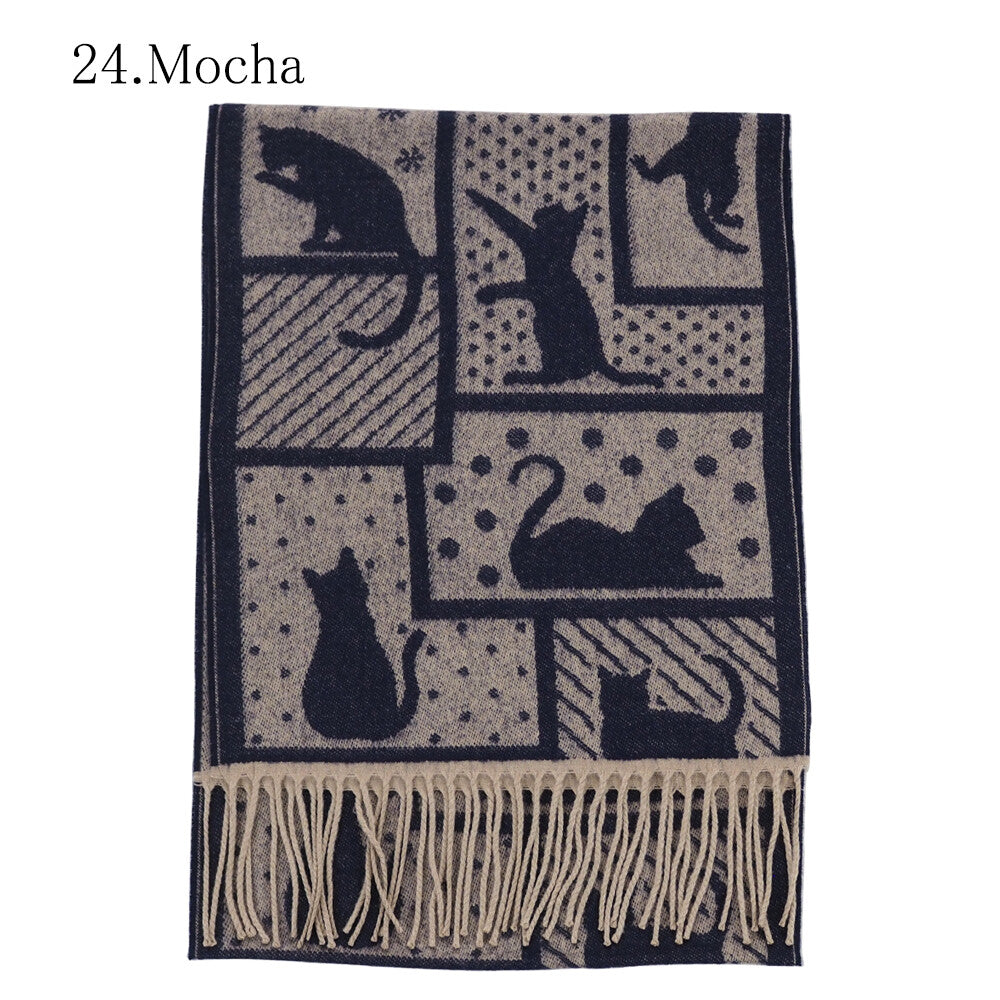 曰本JP直送  日本製 拼布貓咪印花窄披肩{11月30截單;預計10-14工作天發貨｝