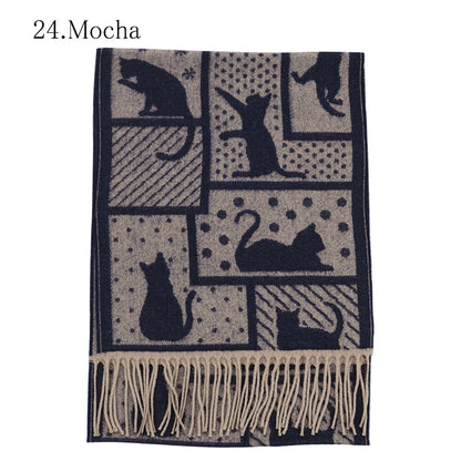 曰本JP直送  日本製 拼布貓咪印花窄披肩{11月30截單;預計10-14工作天發貨｝