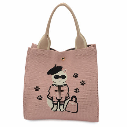 日本JP 直送   【2025新品】時尚貓咪印花針織兩用包 <Minyu> 單肩包 推薦{11月30截單;預計10-14工作天發貨｝