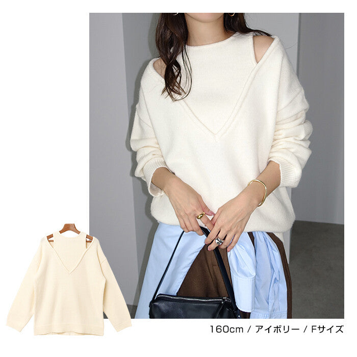 曰本JP直送 肩部開衩的多層針織上衣{11月30截單;預計10-14工作天發貨｝