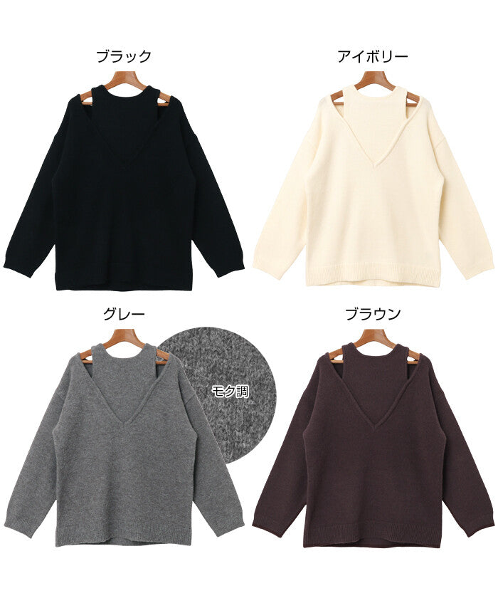 曰本JP直送 肩部開衩的多層針織上衣{11月30截單;預計10-14工作天發貨｝