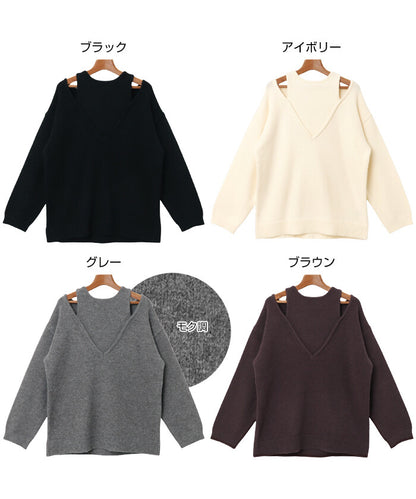 曰本JP直送 肩部開衩的多層針織上衣{11月30截單;預計10-14工作天發貨｝