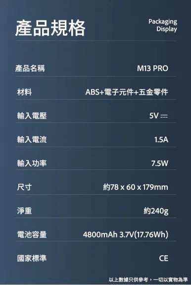 Machino M13 Pro 手持製冷渦輪高速風扇 {3月15截單;預計10-14 工作天發貨}