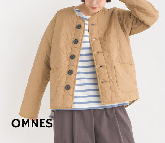 日本JP 直送  女士毛絨內襯高密度尼龍絎縫無領外套 {1月15截單;預計10-14工作天發貨｝