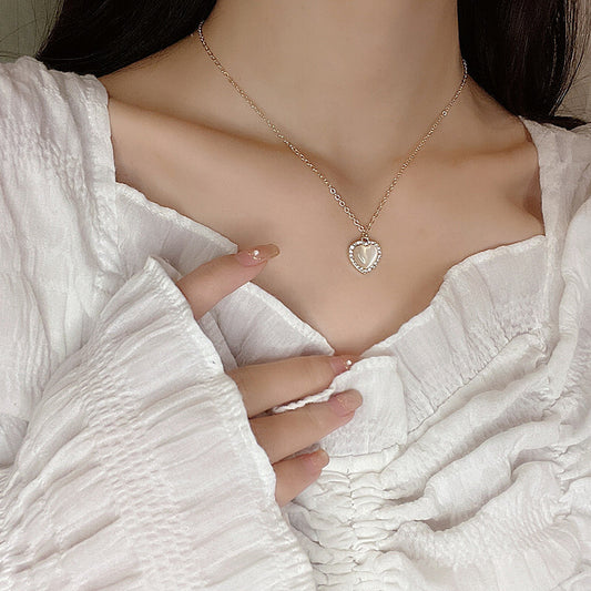 韓國女士心形項鍊，925 鍍銀項鍊｛10月30截單;預計10-14工作天發貨｝