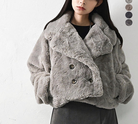 曰本JP直送  兔毛生態毛短豌豆大衣 [2025 秋冬新品] {11月30截單;預計10-14工作天發貨｝