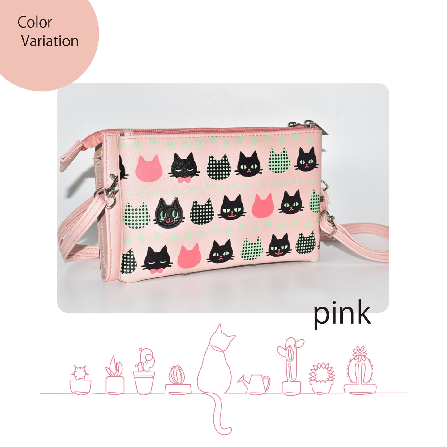 日本JP 直送  女士貓咪尼龍單肩包{11月30截單;預計10-14工作天發貨｝