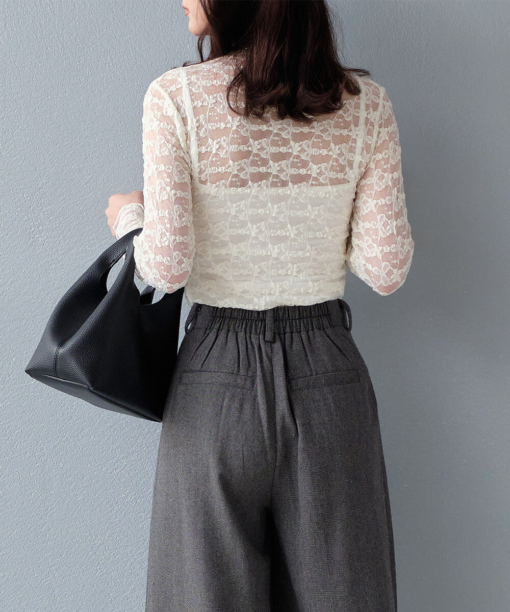 日本JP直送  【 2025新品♪】褶飾蕾絲上衣{11月30截單;預計10-14工作天發貨｝