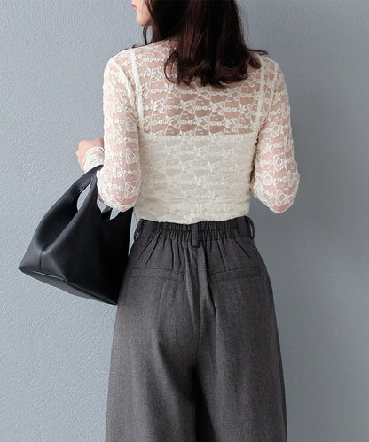 日本JP直送  【 2025新品♪】褶飾蕾絲上衣{11月30截單;預計10-14工作天發貨｝