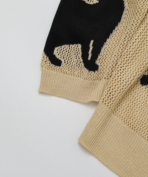 日本JP 直 送   行走貓咪圖案薄紗針織衫{11月30截單;預計10-14工作天發貨｝