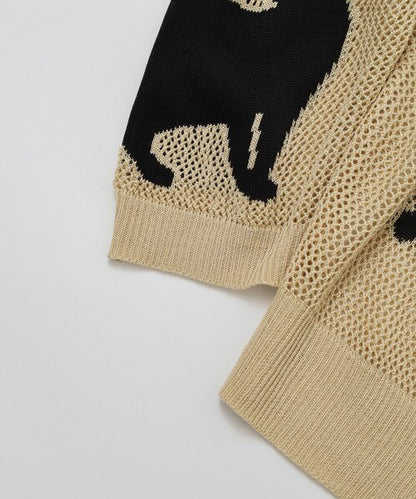 日本JP 直 送   行走貓咪圖案薄紗針織衫{11月30截單;預計10-14工作天發貨｝