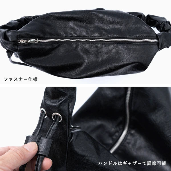 日本[合成革]【挎包】抽褶手柄  {3月5截單;預計10-14天發貨}