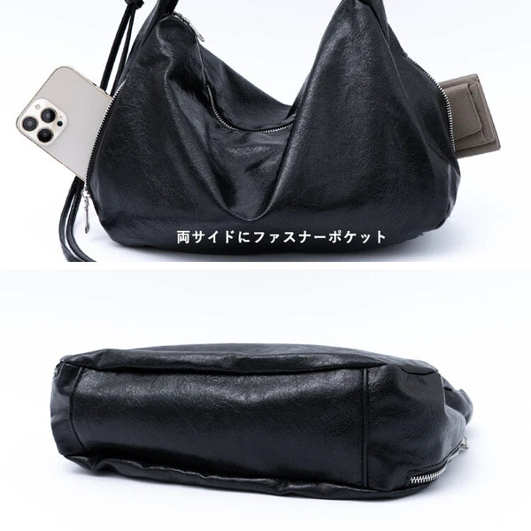 日本[合成革]【挎包】抽褶手柄  {3月5截單;預計10-14天發貨}