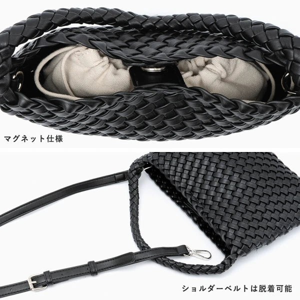 （（現貨））日本[合成皮革] [針織包] 網布迷你包附小袋