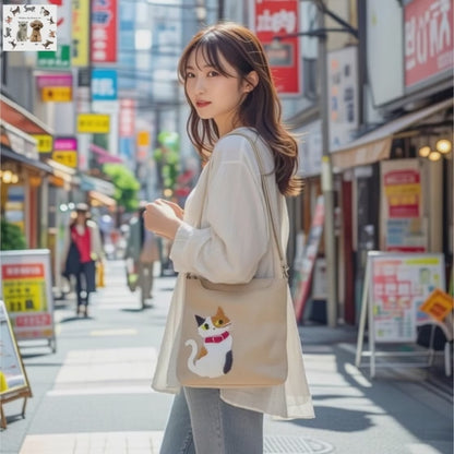 Nyapplique 出品的熱門貓咪圖案單肩包。顏色有印花布、虎斑、黑白   {3月15截單;預計10-14 工作天發貨}